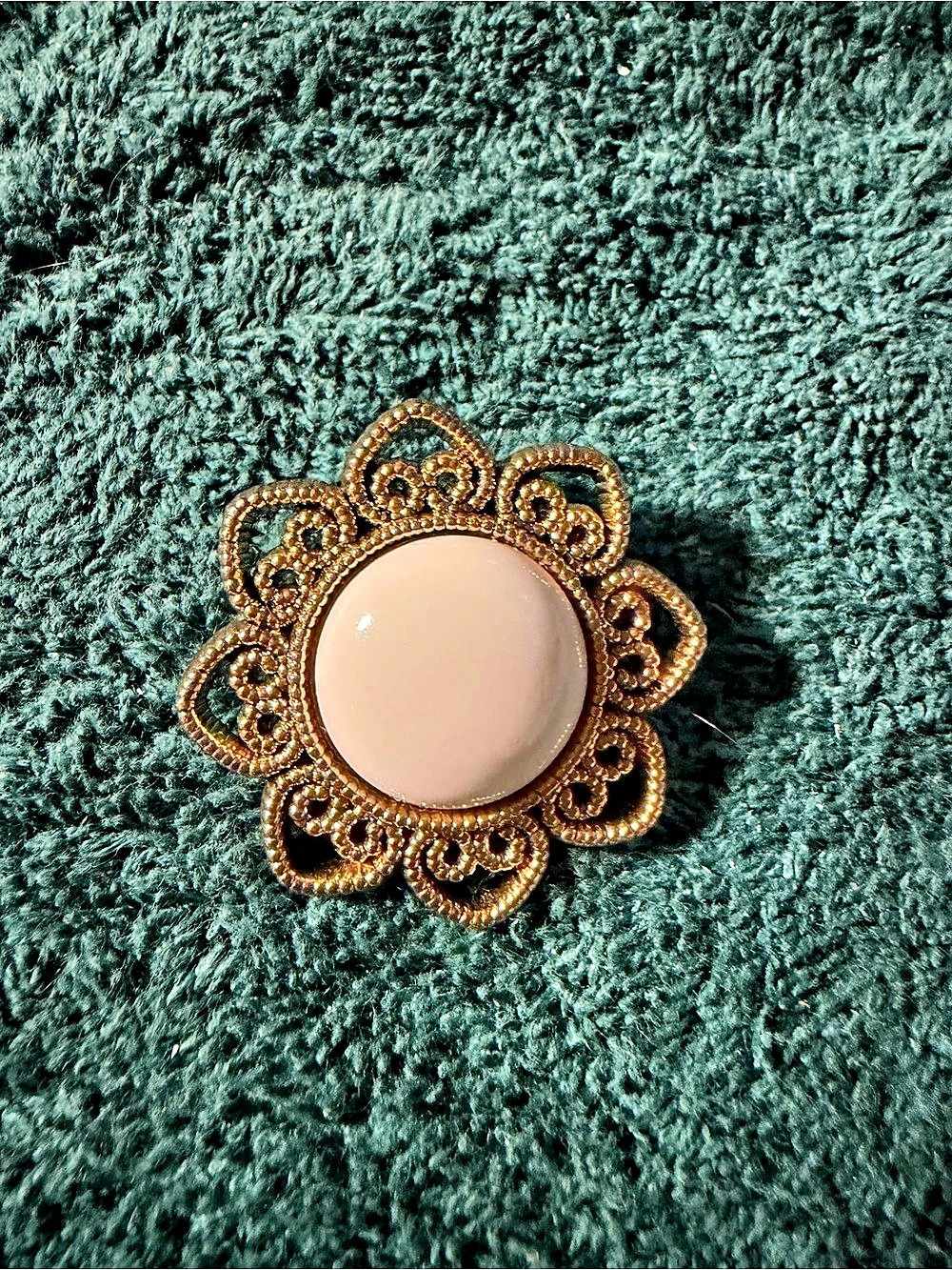 Gold-Tone Floral Brooch in Pink